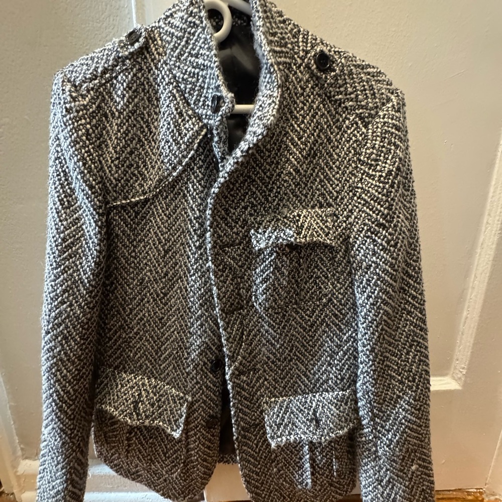 Epsilon Men’a Black and White Tweed Blazer